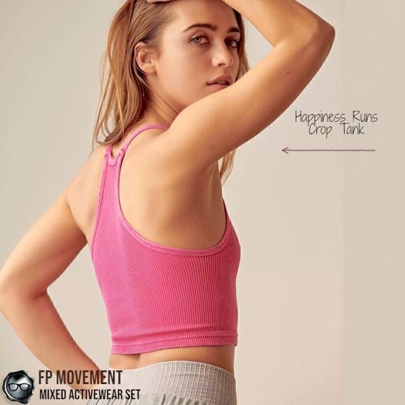 FP MOVEMENT SET: GOOD KARMA SQUARE NECK BRA + LEGGINGS + HR TANK NEON PINKS XS/S - Picture 9 of 16